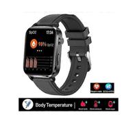 (Black Leather) New Smartwatch Blood Sugar Blood Lipids Blood Pressure Body Temperature Health Monitoring Smart Watch For Men Women Clock
