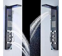 Black LED Saño Ducha Rain Waterfall Temperatura De Ducha Masaje