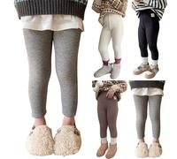 Black Leggings for Girls Thermal Fleece Lined Leggings Baby Girls Thick Cotton Footless Tights Children Winter Warm Plain School Trousers Kids Soft Yoga Dance Gym Pants