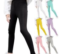 Black Leggings for Toddler Girls Footless Dance Yoga Tights Kids Full Length Plain Cotton Legging Baby Girls High Waist School Leggings Sports Gymnastics Activewear