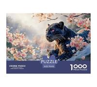 Black Leopard with Pink Eyes 1000 Stück Premium-Karton Puzzle Wild Beast Stressabbau Familienspiel Puzzles Für Erwachsene Und Kinder 70x50cm/1000pcs