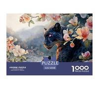 Black Leopard with Pink Eyes 1000 Stück Stabiler Karton Puzzle Wild Beast Stressabbau Kreatives Spiel Puzzles Für Erwachsene Und Kinder 52x38cm/1000pcs