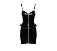 Black Level Vinyl Peplum Vestido para mujer Black S