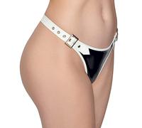 Black Level Vinyl Tanga para mujer Black/White S