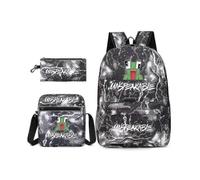 (Black Lightning)Leisure Unspeakable Student Schoolbag Backpack Small Shoulder Bag Pen Bag Three-piece Set-L