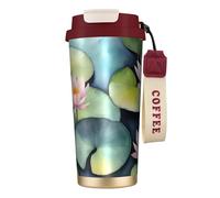 Black Lily Pads - Botellas de agua aisladas de acero inoxidable para mujeres y hombres con tapa de popote, a prueba de fugas, color rojo