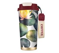 Black Lily Pads - Taza de café de viaje aislada con tapa, a prueba de fugas, para bebidas frías y calientes