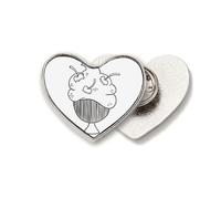 Black Line - Broche de metal con diseño de taza de cereza, corazón de hielo