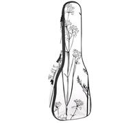 Black Lines Meadow Flowers and Leaves Silhouettes - Funda acolchada para ukelele de concierto de 23 pulgadas, impermeable y duradera, Multicolor 04, 25.9x9x3.1in/66x23x8cm, Organizador de bolsas