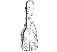 Black Lines Meadow Flowers and Leaves Silhouettes - Funda acolchada para ukelele de concierto de 23 pulgadas, impermeable y duradera, Multicolor 02, 25.9x9x3.1in/66x23x8cm, Organizador de bolsas