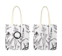 Black Lines Meadow Wild Flowers and Leaves - Bolsa de lona para mascotas, bolsa de transporte portátil para gatos, para compras al aire libre, camping