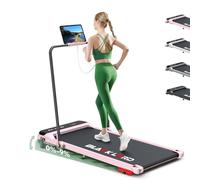 BLACK LORD Cinta de corrercon asa, Ideal para el hogar y la Oficina, 3.2 HP, 9% de inclinación, 16 km/h, portátil, Bluetooth, Control Mediante Pulsera, amortiguación de Impactos,Barandilla, Rosa