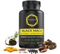 Black Maca de Synergie Nutrition - 1800 mg de extracto de raíz de Maca Negra 20:1 - con Zinc, Selenio, Vitamina B6 & B12 - 180 cápsulas - suplemento alimenticio