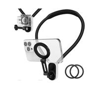 (Black) Magnetic Neck Cell Phone Holder, Sports Camera Mount, POV/Vlog Selfie Mount, Hand Free Phones and Sports Camera Neck Holder