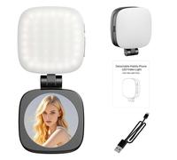 (Black) Magnetic Selfie Light with Mirror Folding LED Phone Fill Ring Light for Makeup Photography Vlog Recording