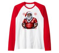 Black Man Melanin Christmas Santa Claus Ugly Sweater Pijama Camiseta Manga Raglan