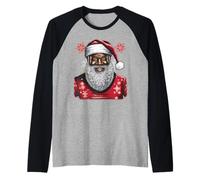 Black Man Melanin Christmas Santa Claus Ugly Sweater Pijama Camiseta Manga Raglan