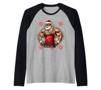 Black Man Melanin Christmas Santa Claus Ugly Sweater Pijama Camiseta Manga Raglan