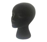 Black Manikin Head - Velvet Foam Wig Display Stand, Cosmetology Beauty Mannequin Model for Jewelry, Hair Accessories, Hats, Glasses, Headphones | FlockedFoam Display for Photography, Retail, Salon Sh