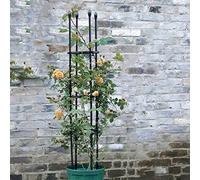 Black Meal ower Obelisk Plan Suppor Trellis para enredaderas trepadoras y flores, anillo de apoyo omao para exteriores (15 x 90 cm)