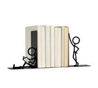Black Metal Bookends - 2 Piece Abstract Shelf Display Stand -Book Organizer | Metal Book Shelf Holder Home School Classroom Bedroom Living Room Coffee Table Bedside Desktop