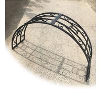 Black Metal Garden Arch Wall Montado, Retro Window Trellis para la escalada de Roses & Vines, Decoración de marcos de lazada de papel de metal galvanizado para Porch Balcony Patio, 6.5 pies de ancho