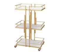Black Metal Rolling Salon Storage Cart with Lockable Wheels 3-Tier Utility Shelves For Beauty SPA Cosmetology Tattoo & Manicure Tools - Mobile Trolley(Gold)
