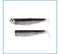 Black Minnow Fiiish Lures Combo BM70 - Señuelo Blando de Vinilo para Pesca Spinning de Bass Lubina y Otras Especies - 1 Cabeza 6g Kaki + 2 Cuerpos + 1 Anzuelo Nº1 (Combo - Shore - 3g - Sexy Brown)