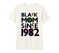 Black Mom Since 1982 Funny Mother Day Child Birthday Year Camiseta Premium
