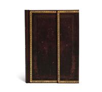 Black Moroccan (Old Leather Collection) Midi Lined Hardcover Journal (Wrap Closure)