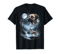 Black Mouth Cur Aullando a la Luna, Perro marrón Retro de los 90 Camiseta