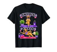 Black Mouth Cur Haciendo Yoga inhalar - exale DIGOR Divertido Camiseta