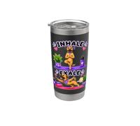 Black Mouth Cur haciendo yoga inhalar - exale DIGOR divertido Vaso térmico de acero inoxidable de doble pared