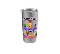 Black Mouth Cur haciendo yoga inhalar - exale DIGOR divertido Vaso térmico de acero inoxidable de doble pared
