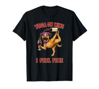 Black Mouth Cur Yoga o Wine I Feel Fine - DIGOR Divertido Camiseta
