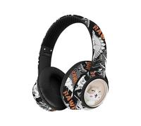 (Black, Multicolor) AKZ 36 Creative Graffiti Bluetooth Headphone FM Radio Foldable Stereo Wireless Headset - Blue