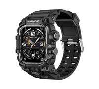 (Black, Multicolor) AMBAND For Apple Watch Ultra 49mm Bump Proof TPU Watch Strap with Integrated Watch Case - Black