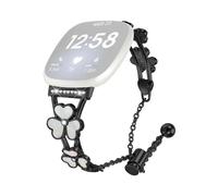 (Black, Multicolor) For Fitbit Versa 3 Sense Watchband Heart Clover Decor Zinc Alloy Metal Strap - Starlight