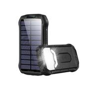 (Black, Multicolor) i26W Waterproof 20000mAh Solar Power Bank with Dual USB + Type-C Output and 18-LED Camping Light - O
