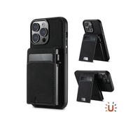 (Black, Multicolor) SUTENI H19 For iPhone 15 Pro Max Magnetic Case Card Holder Kickstand Litchi Texture Leather Back Cov