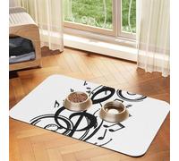 Black Music Notes Print,Waterproof Pet Feeding Mat,PU Leather Placemats for Cat Dog Water Bowl,Food Mats,30x45cm