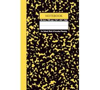 Black & Mustard Yellow Marble Hardcover Notebook - Grid, 192 Pages, 5.5" x 8.5", Premium Matte Finish: Perfect for math, science, engineering, design projects, journaling, and daily productivity