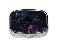 Black Mystery - Caja de almacenamiento de pastillas cuadrada de viaje, mini pastillero portátil (pastillero de 2 compartimentos), caja de almacenamiento de medicamentos y vitaminas