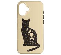 Black Mystical Cat Lover Astrology Celestial Theme Carcasa para iPhone 16