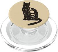 Black Mystical Cat Lover Astrology Celestial Theme PopSockets PopGrip para MagSafe