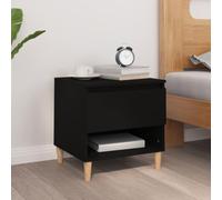 Black Nightstand 50x46x50 cm, Plywood Bedside Table with Storage Shelf, Modern End Table for Bedroom, Sturdy Eucalyptus Wood Night Stand with Spacious Surface for Decor