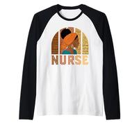 Black Nurse Afro Woman Inspirational Word Cloud RN Camiseta Manga Raglan
