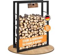 BLACK OAK Jack - Estantería para leña (150 x 100 x 25 cm, para interior y exterior, hasta 800 kg, marco de acero con recubrimiento en polvo, inoxidable, para leña