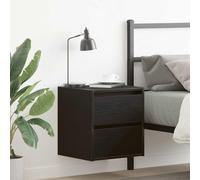 Black Oak Wall Mounted Nightstand 38x34x40 cm with Storage Shelf, Floating Bedside Table for Small Spaces, Modern Engineered Wood Bedroom Furniture, Easy to Install and Clean