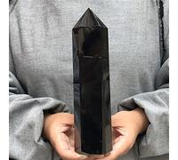Black Obsidian Hexagon Point Hand Polished Crystal Wand Column Stone Tower 1pc Ornaments (Size : 400-490g)